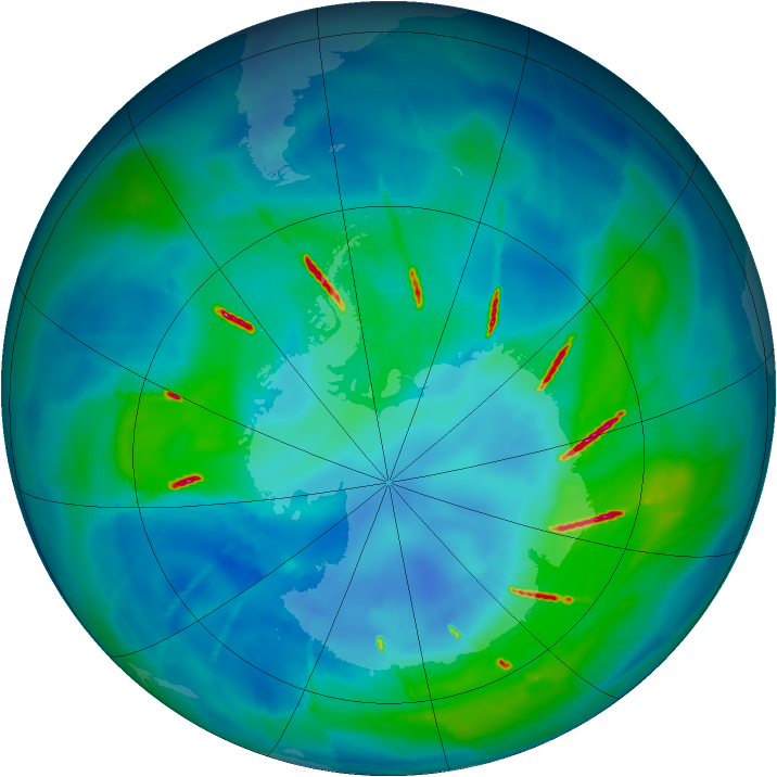 Antarctic ozone map for 08 April 2010